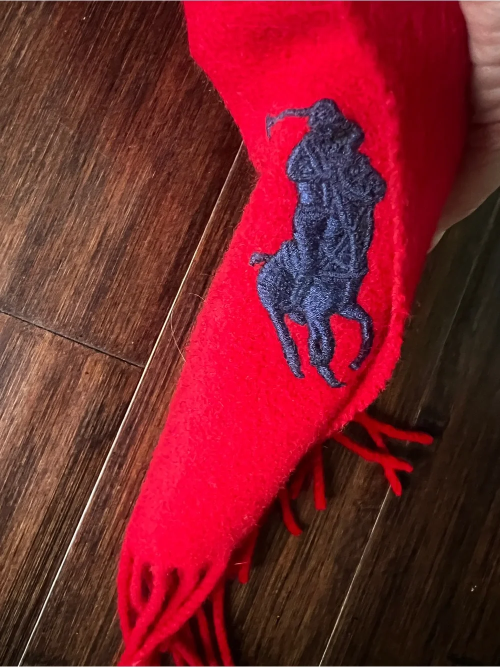 Polo Ralph Lauren Made In Italy Lambswool Scarf Big Pony Red 12x62” Rectangle